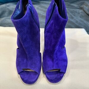 Designer Christian Louboutin  Purple Suede Heeled Boots for Women